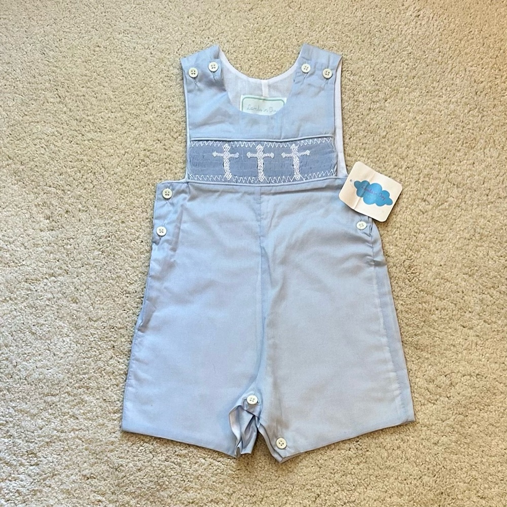 NWT Cross Smocked Jon Jon  / Romper Boys size 6 Mo